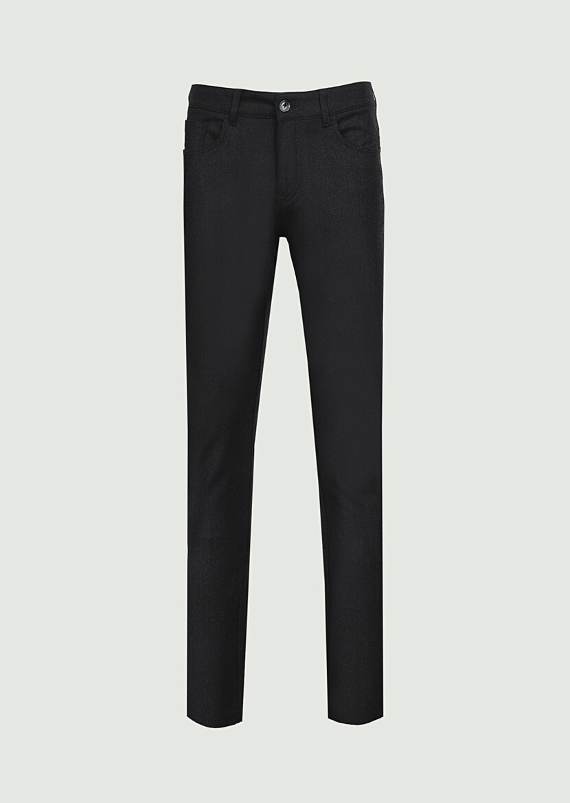 Antrasit Düz Kumaş Slim Fit Casual Yün Karışımlı Pantolon - 6