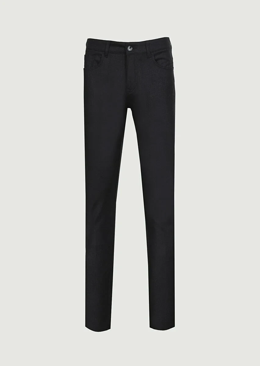 Antrasit Düz Kumaş Slim Fit Casual Yün Karışımlı Pantolon - 6