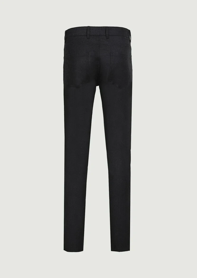 Antrasit Düz Kumaş Slim Fit Casual Yün Karışımlı Pantolon - 7