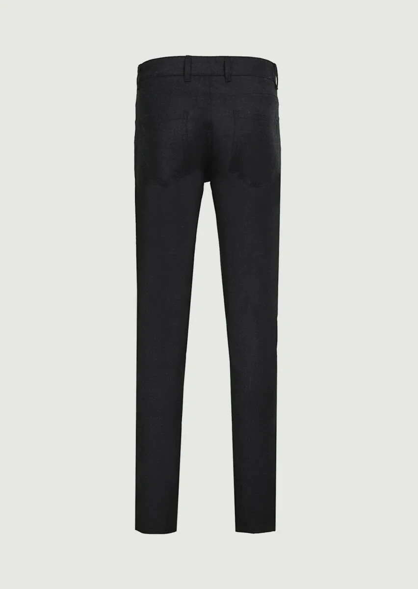 Antrasit Düz Kumaş Slim Fit Casual Yün Karışımlı Pantolon - 7
