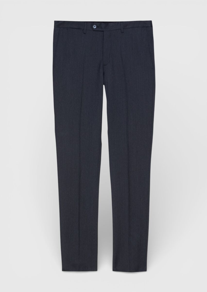 Antrasit Düz Modern Fit %100 Yün Takım Elbise - 9