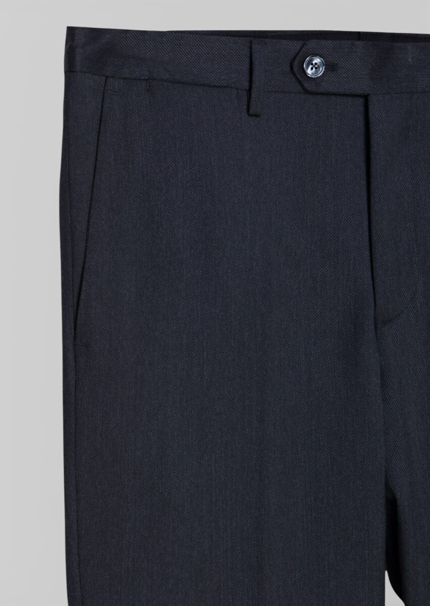 Antrasit Düz Modern Fit %100 Yün Takım Elbise - 10