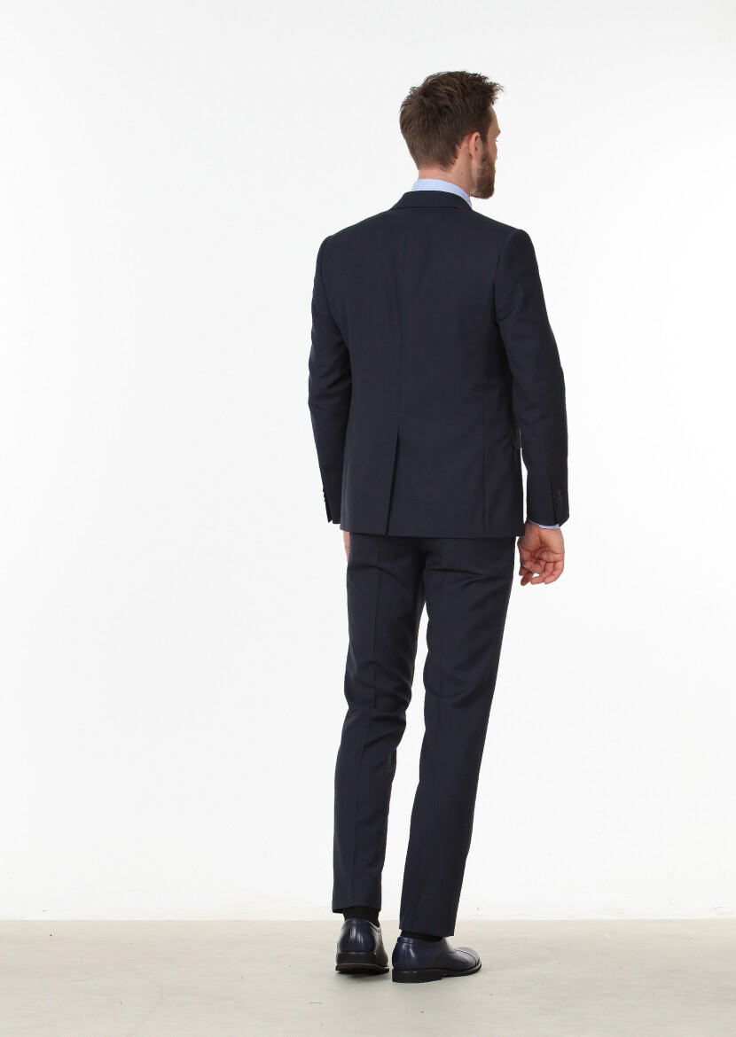 Antrasit Düz Modern Fit Yün Karışımlı Takım Elbise - 4