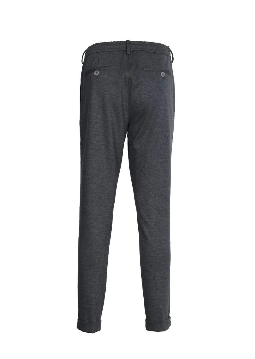 Antrasit Düz Örme Jogging Fit Casual Pantolon - 7