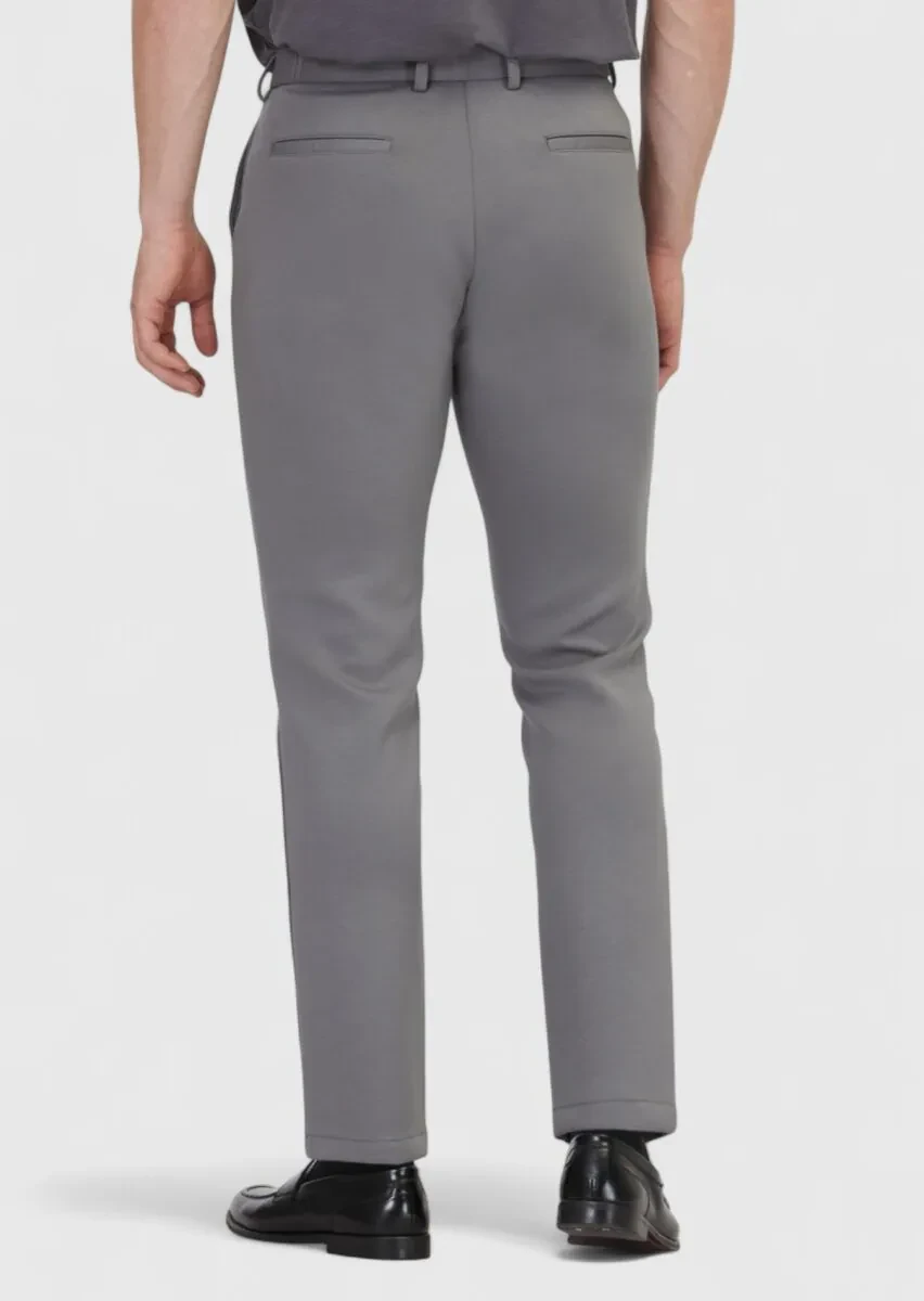 Antrasit Düz Örme Jogging Fit Casual Pantolon - 4