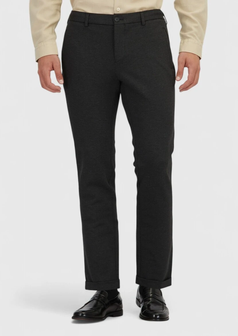 Antrasit Düz Örme Jogging Fit Casual Pantolon - 2