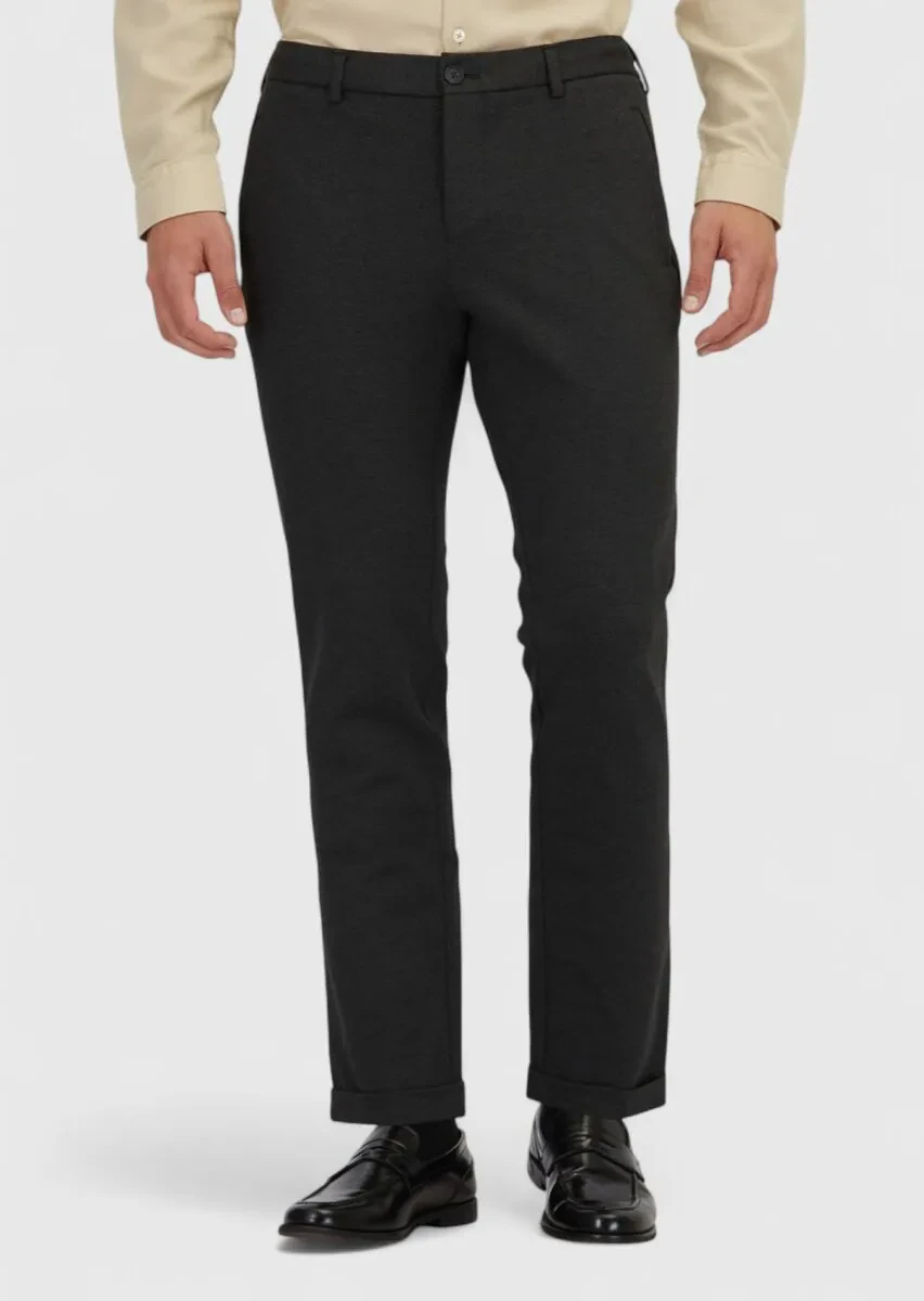 Antrasit Düz Örme Jogging Fit Casual Pantolon - 2