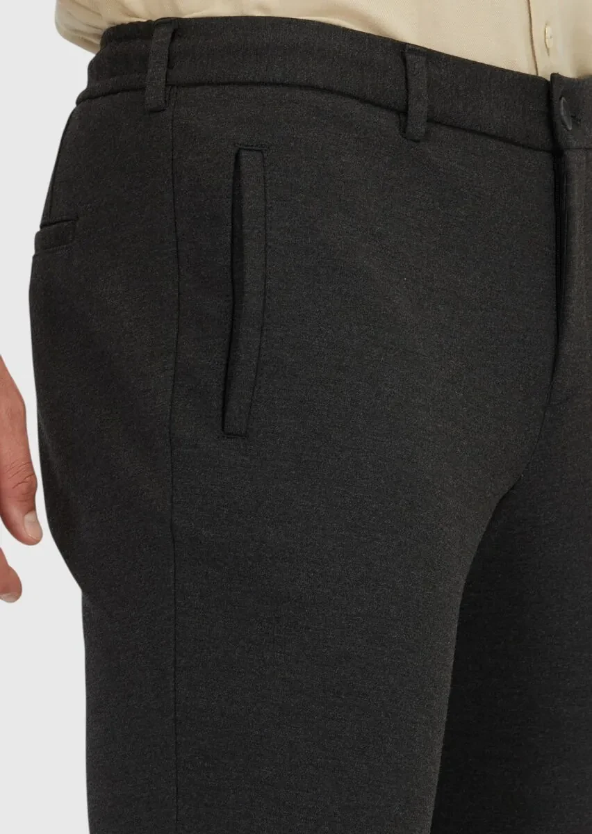 Antrasit Düz Örme Jogging Fit Casual Pantolon - 3