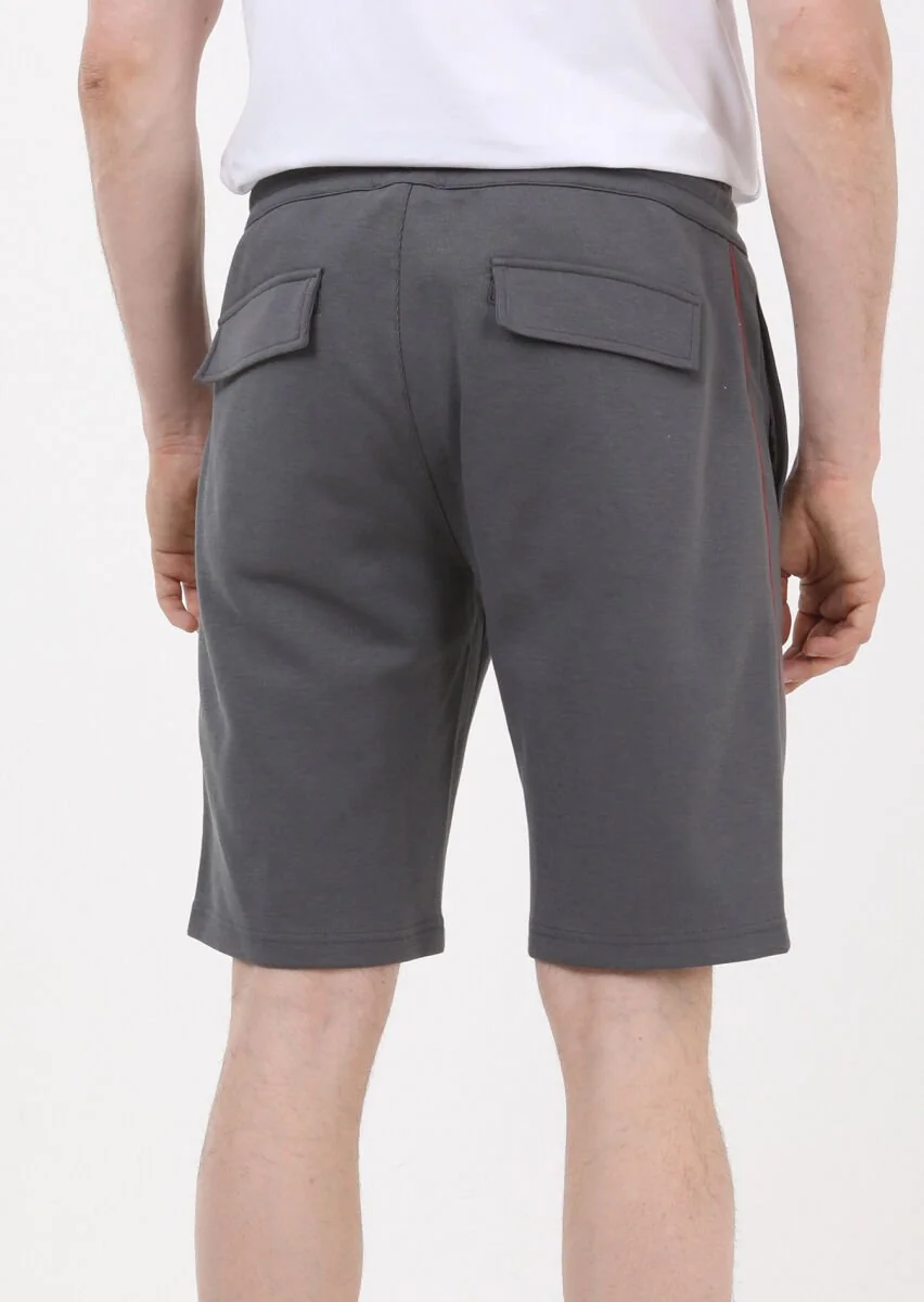 Antrasit Düz Örme Regular Fit Casual Pamuk Karışımlı Bermuda - 4