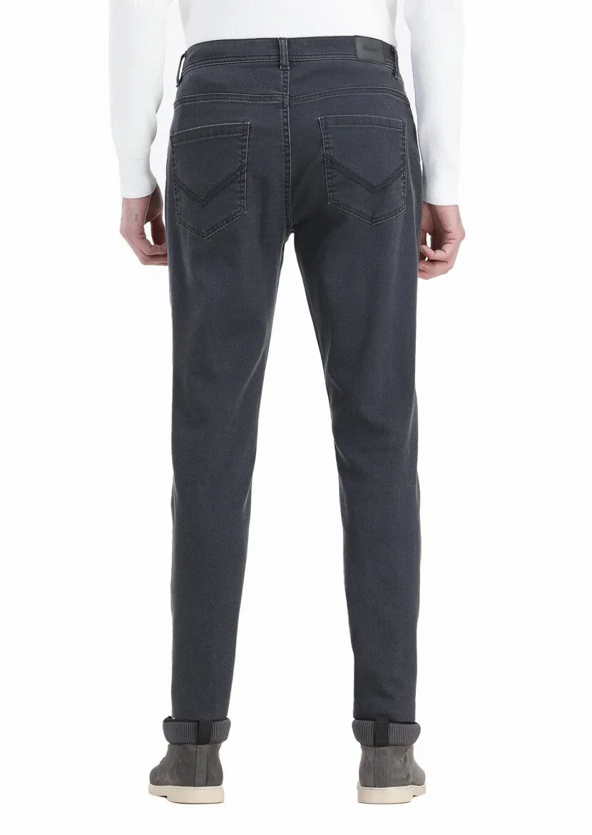 Antrasit Düz Örme Slim Fit Casual Pamuk Karışımlı Pantolon - 5