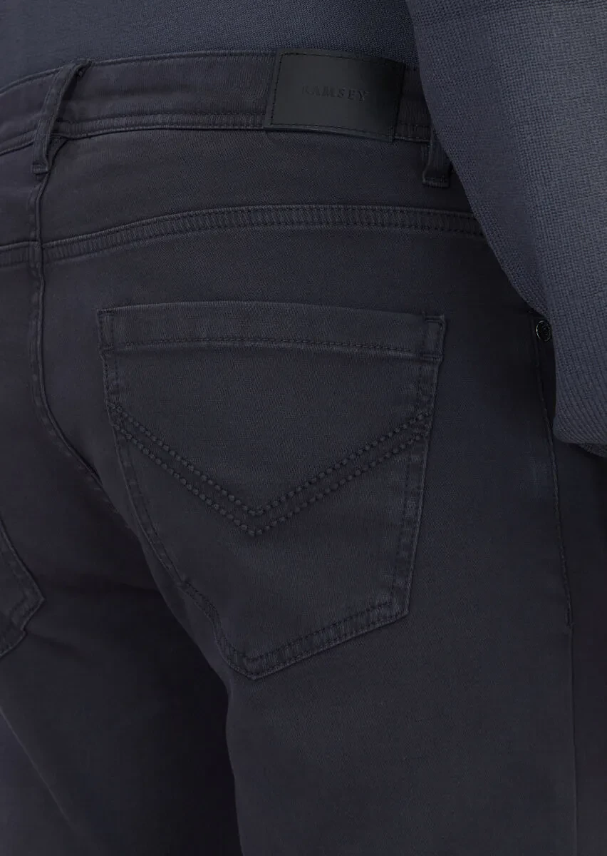 Antrasit Düz Örme Slim Fit Casual Pamuk Karışımlı Pantolon - 4