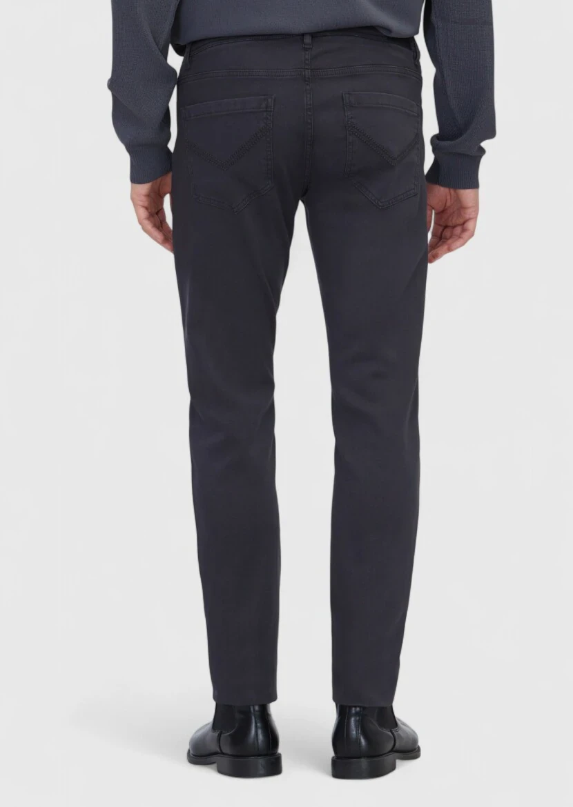 Antrasit Düz Örme Slim Fit Casual Pamuk Karışımlı Pantolon - 5