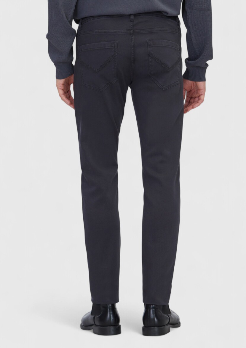 Antrasit Düz Örme Slim Fit Casual Pamuk Karışımlı Pantolon - 5
