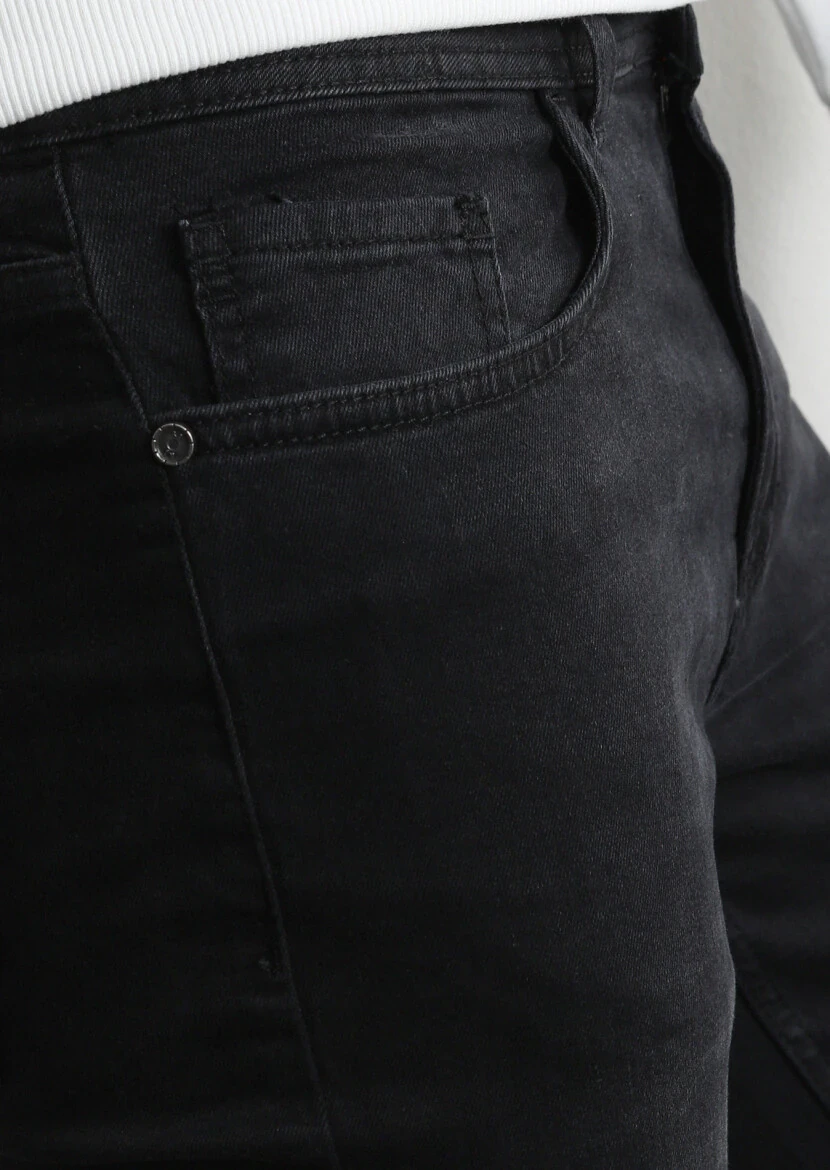 Antrasit Düz Slim Fit Denim Pamuk Karışımlı Pantolon - 2