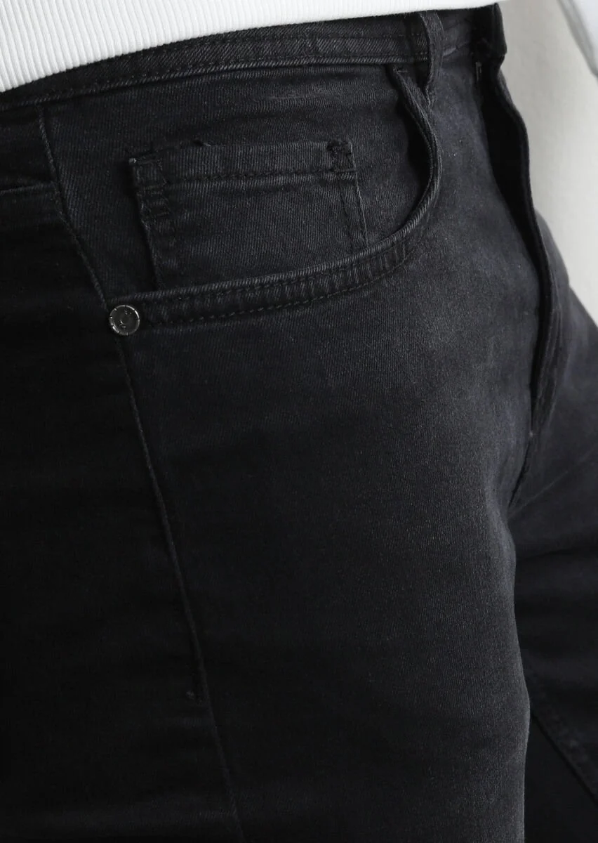 Antrasit Düz Slim Fit Denim Pamuk Karışımlı Pantolon - 2