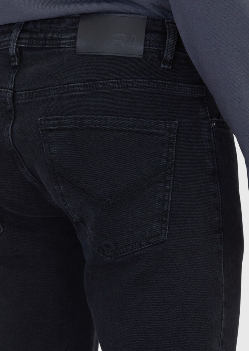 Antrasit Düz Slim Fit Denim Pamuk Karışımlı Pantolon - 4