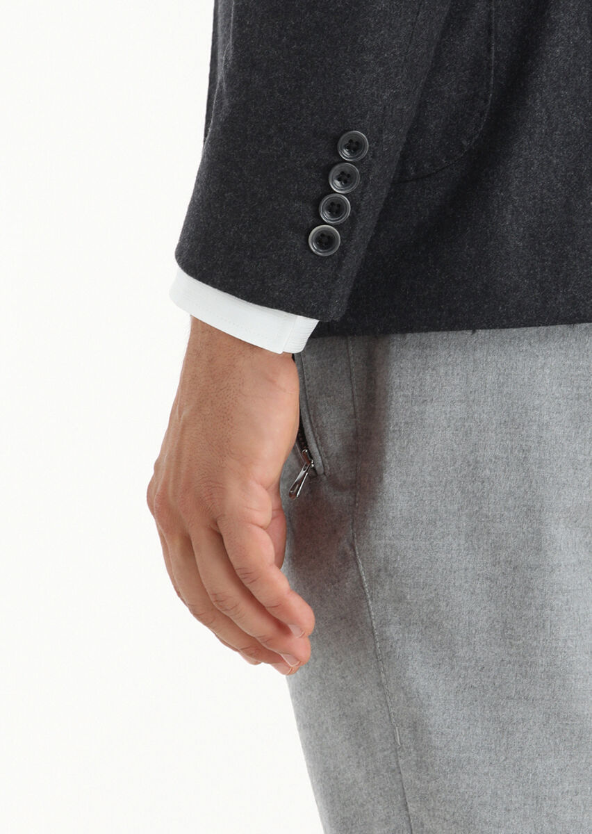 Antrasit Düz Zeroweight Slim Fit Yün Karışımlı Ceket - 5