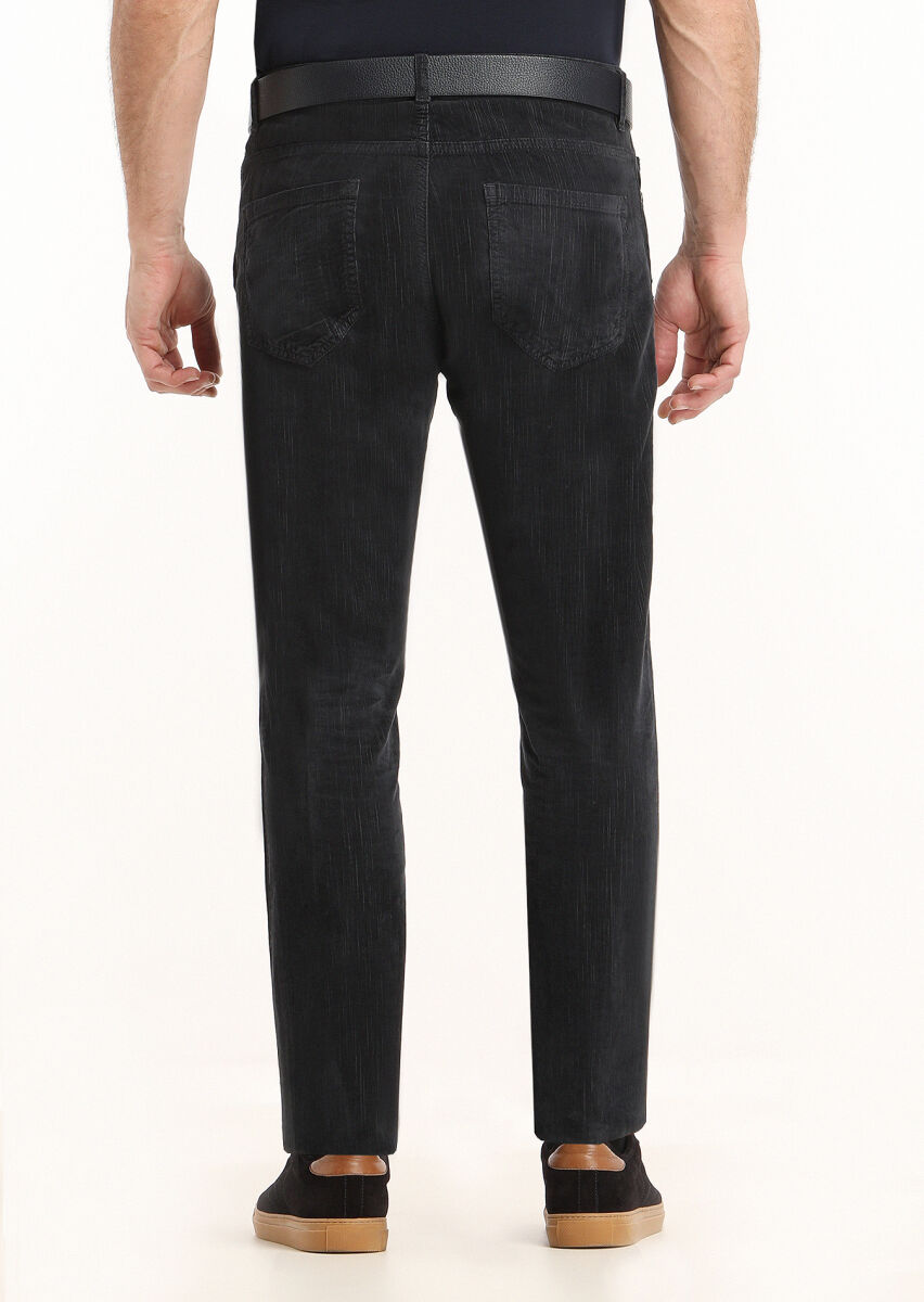 Antrasit Fitilli Dokuma Slim Fit Kadife Casual Pamuk Karışımlı Pantolon - 4