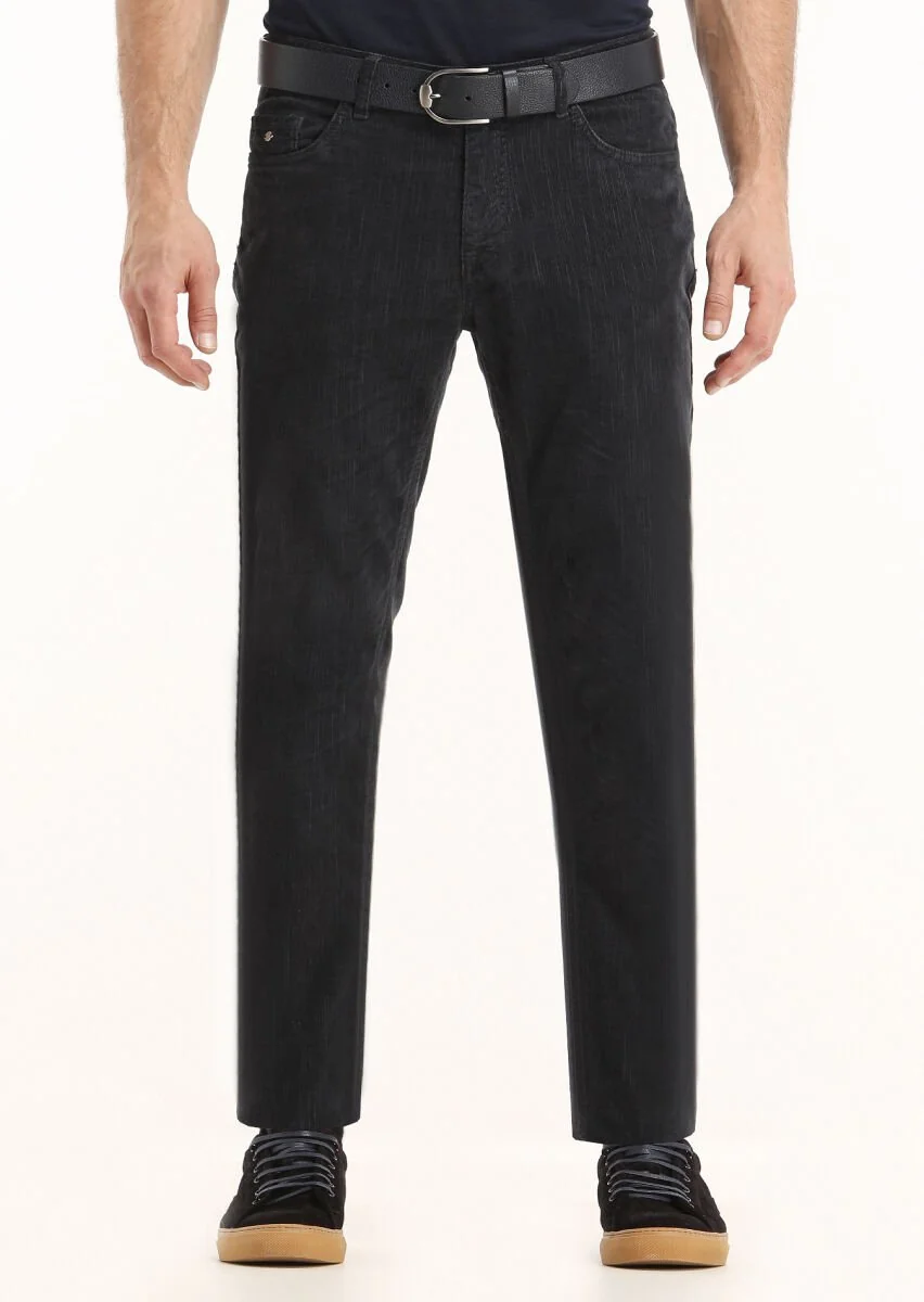 Antrasit Fitilli Dokuma Slim Fit Kadife Casual Pamuk Karışımlı Pantolon - 2