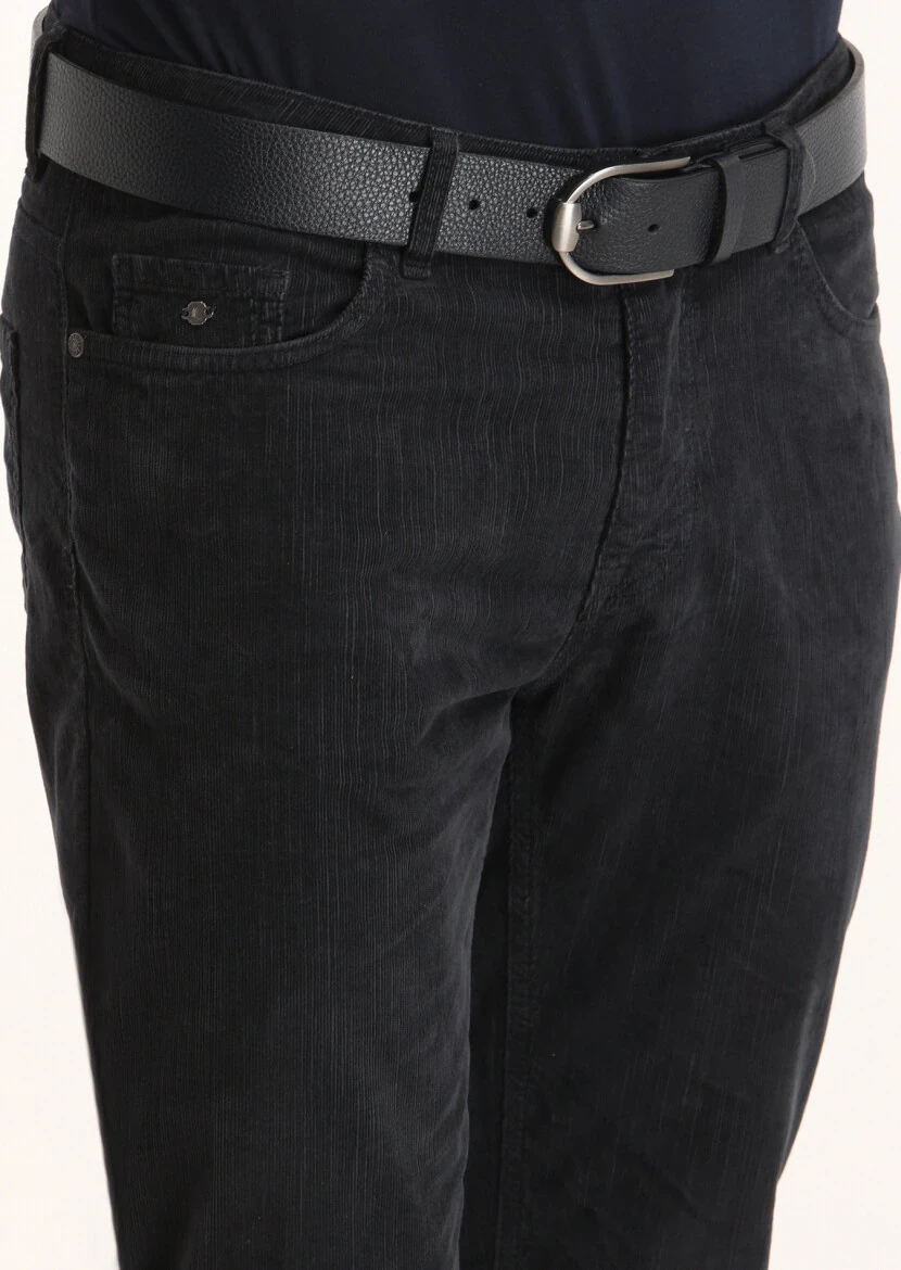 Antrasit Fitilli Dokuma Slim Fit Kadife Casual Pamuk Karışımlı Pantolon - 3