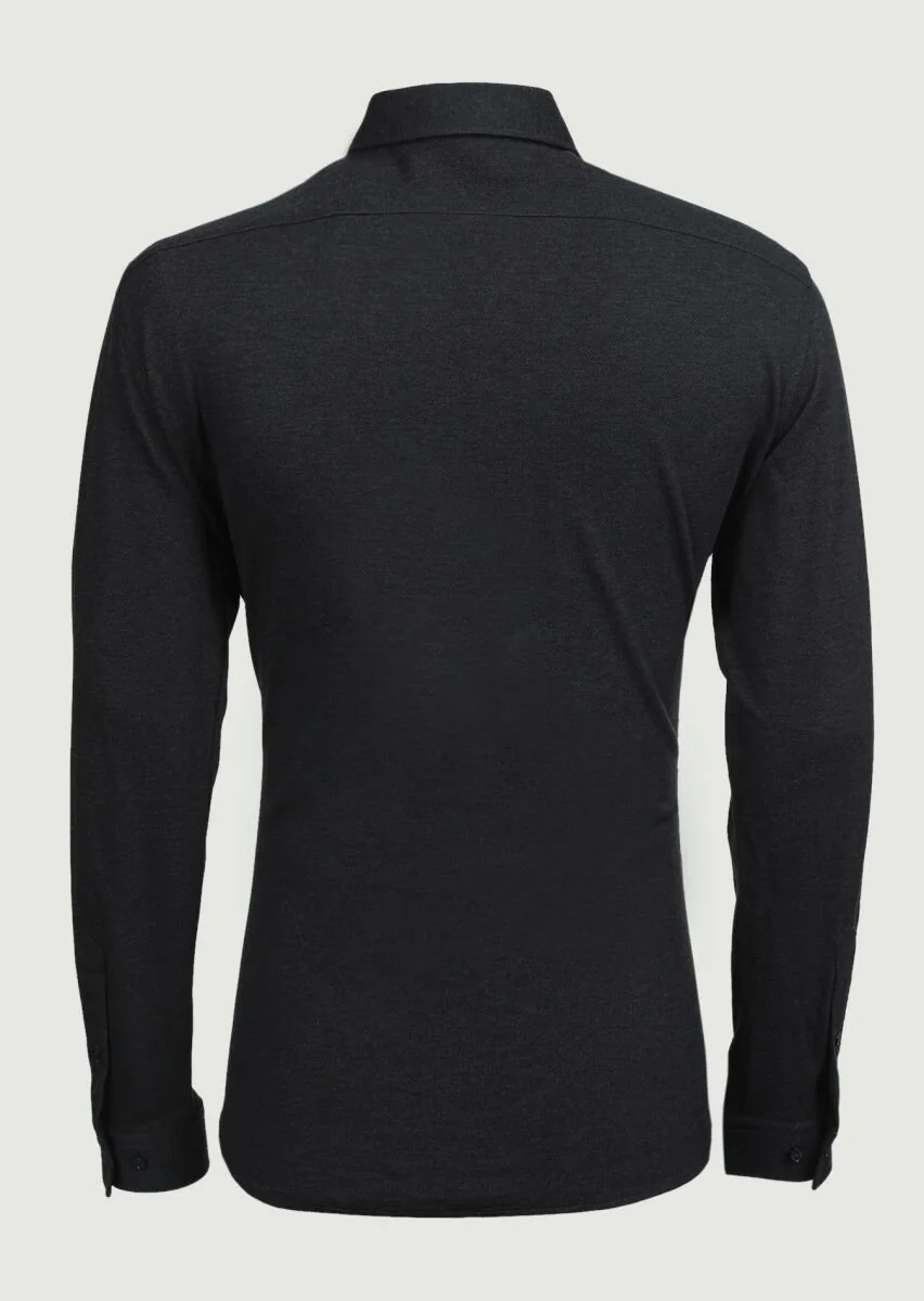 Antrasit Fitted Fit Casual %100 Pamuk Gömlek - 7