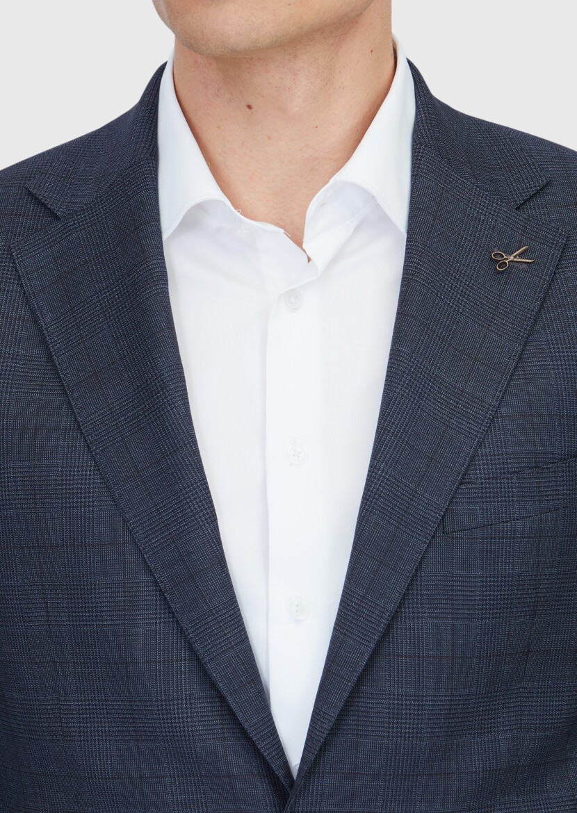 Antrasit Kareli Regular Fit Yün Karışımlı Takım Elbise - 4