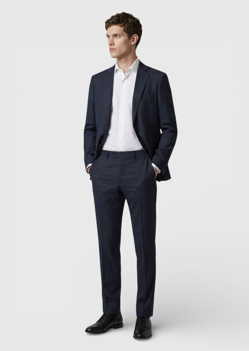 Antrasit Kareli Zeroweight Slim Fit %100 Yün Takım Elbise - 2