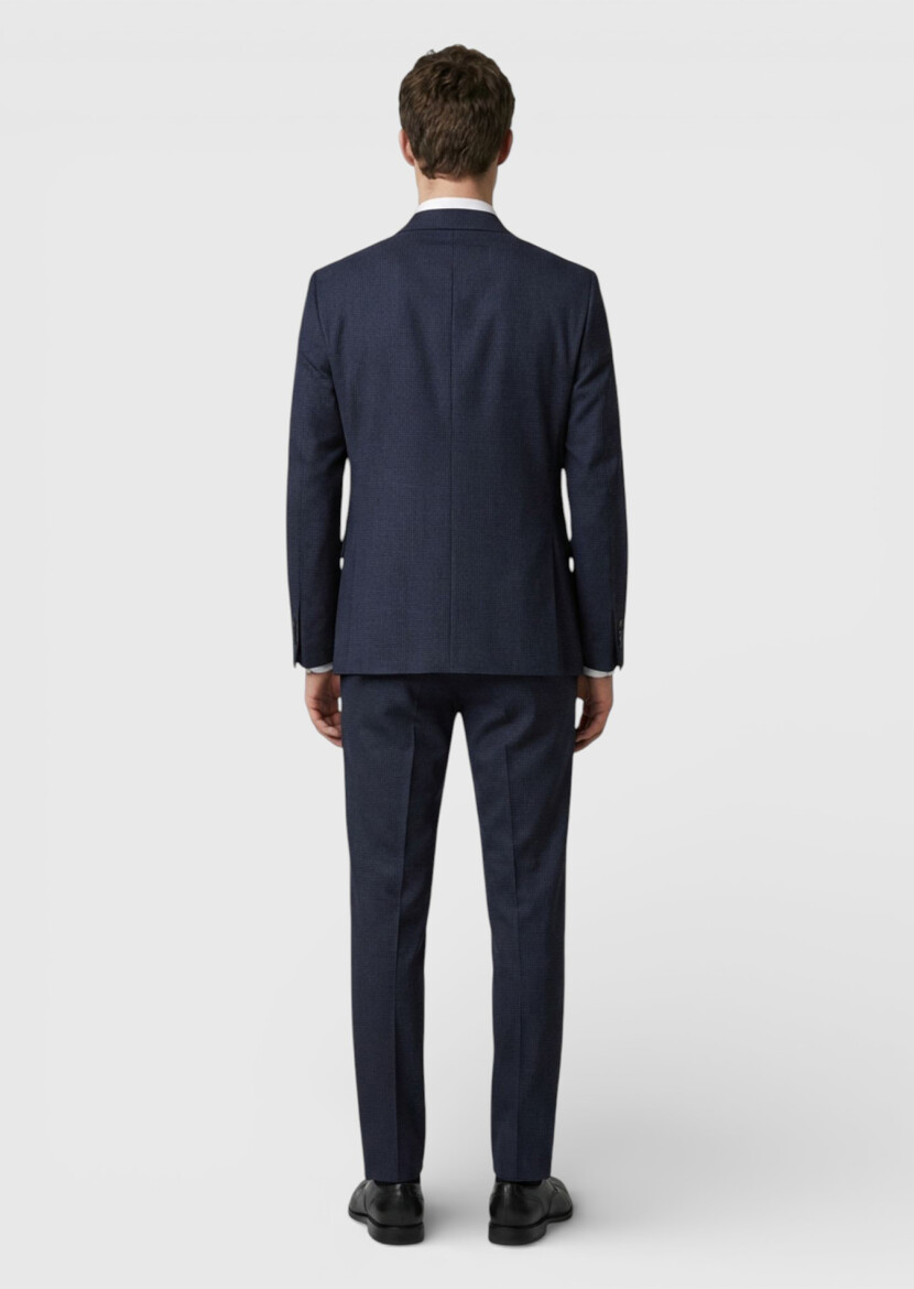 Antrasit Kareli Zeroweight Slim Fit %100 Yün Takım Elbise - 4