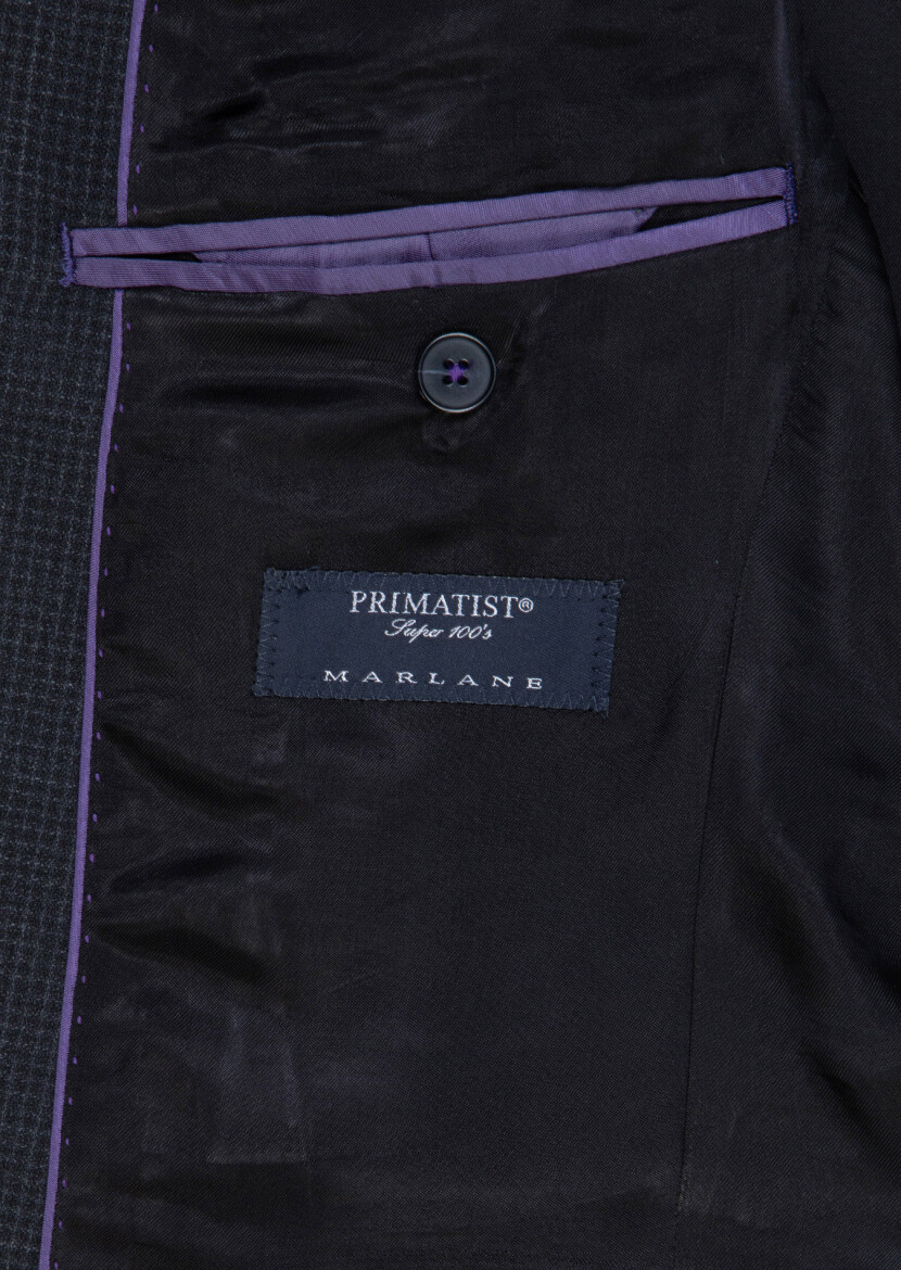 Antrasit Kareli Zeroweight Slim Fit %100 Yün Takım Elbise - 8