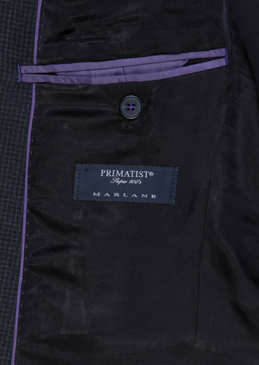 Antrasit Kareli Zeroweight Slim Fit %100 Yün Takım Elbise - 8