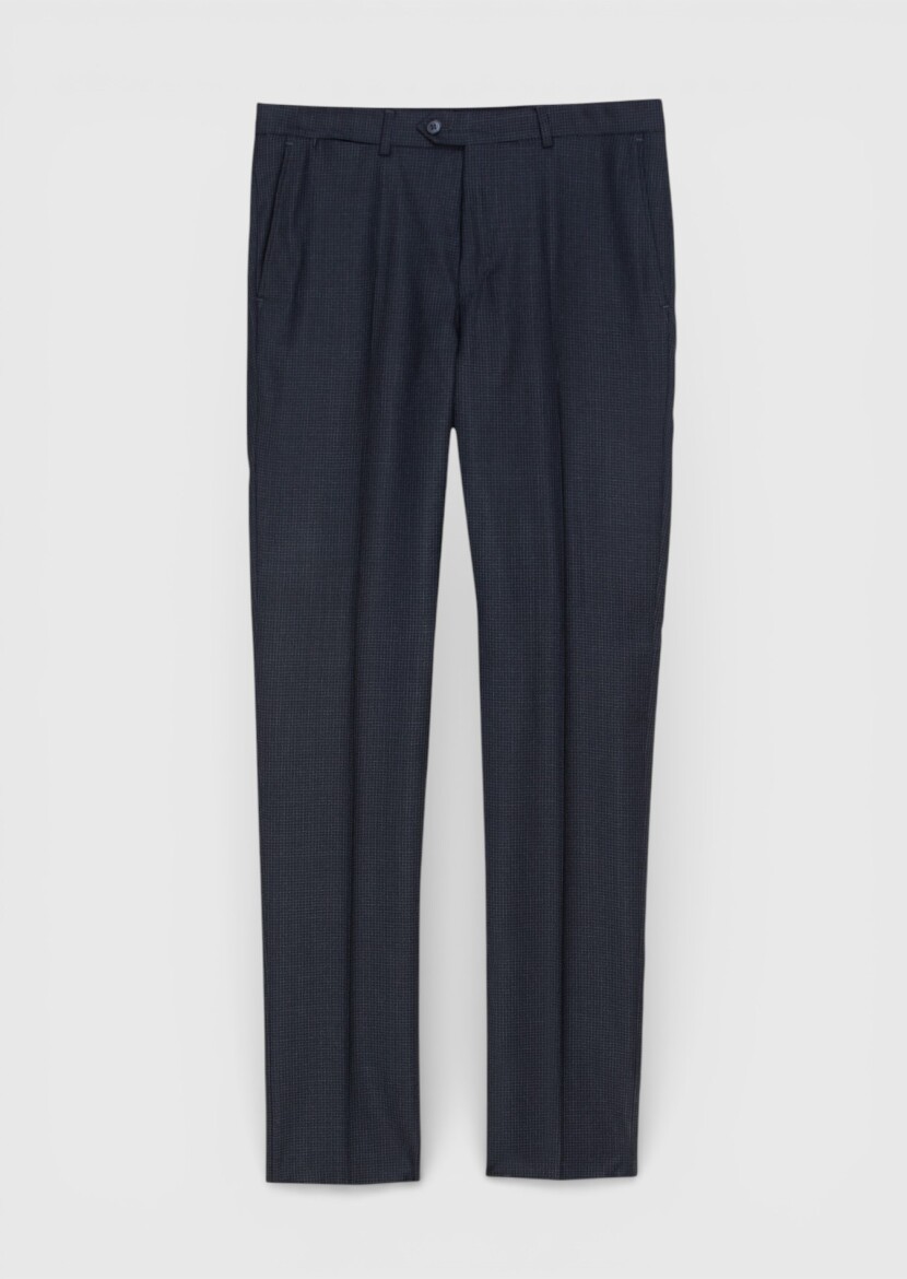 Antrasit Kareli Zeroweight Slim Fit %100 Yün Takım Elbise - 9