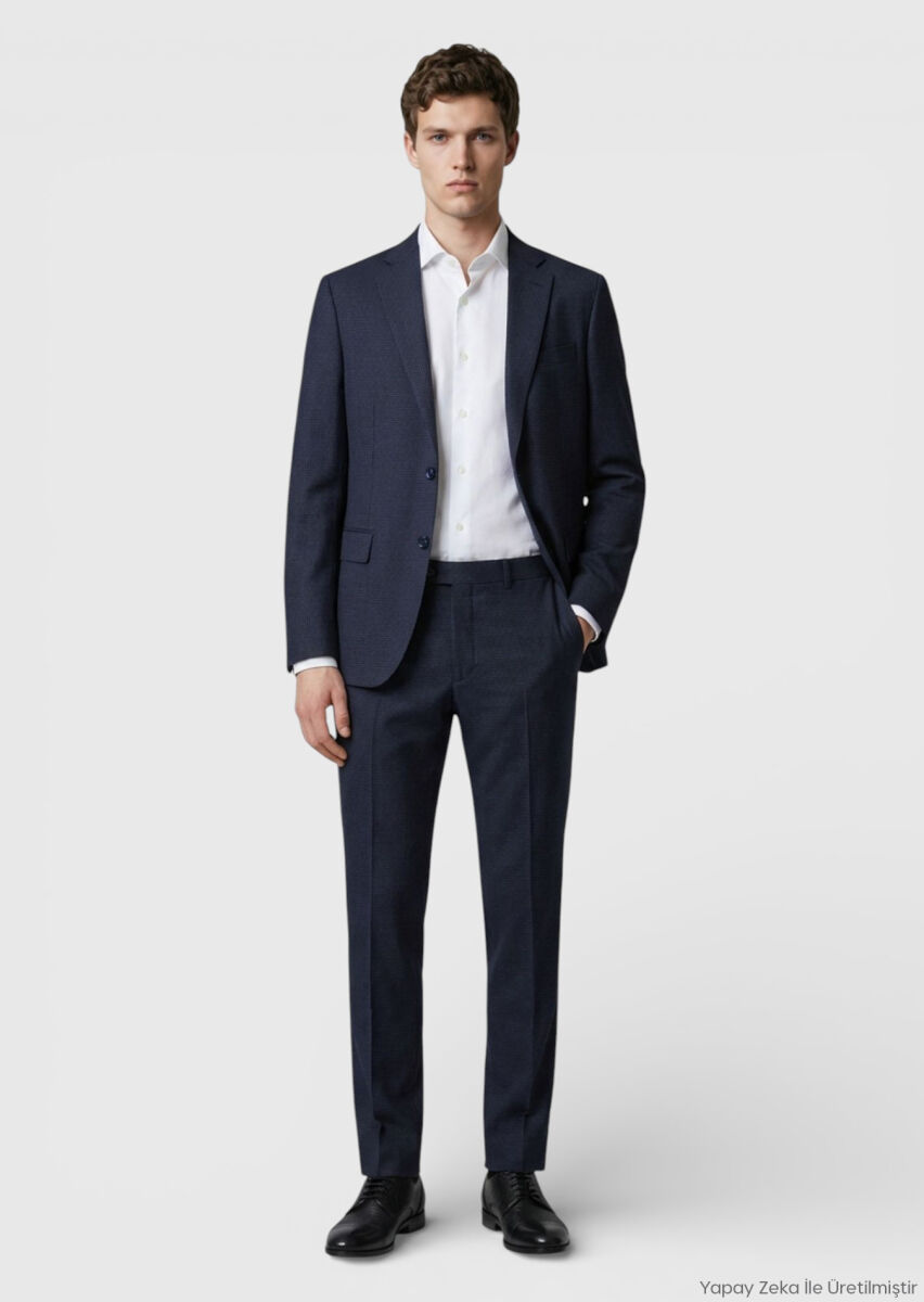 RAMSEY Antrasit Kareli Zeroweight Slim Fit %100 Yün Takım Elbise