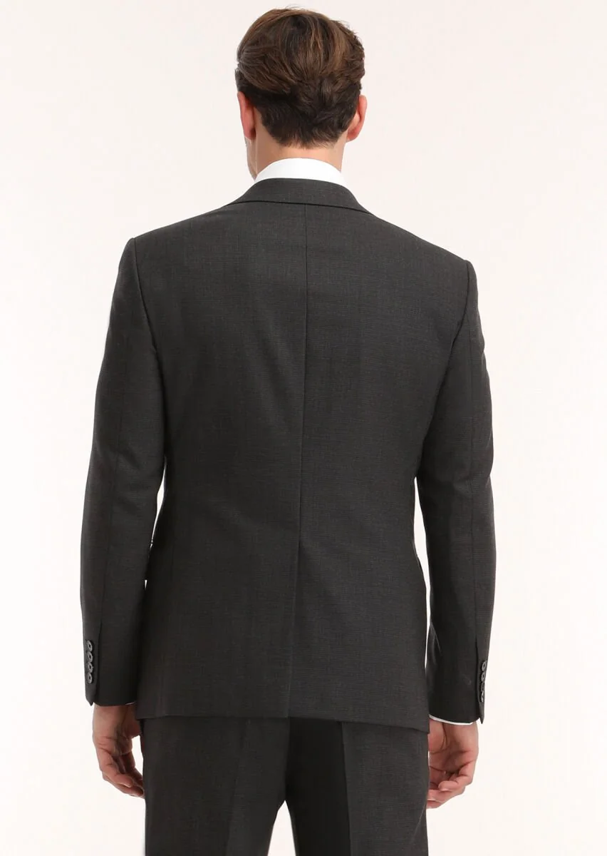 Antrasit Mikro Modern Fit Yün Karışımlı Takım Elbise - 4