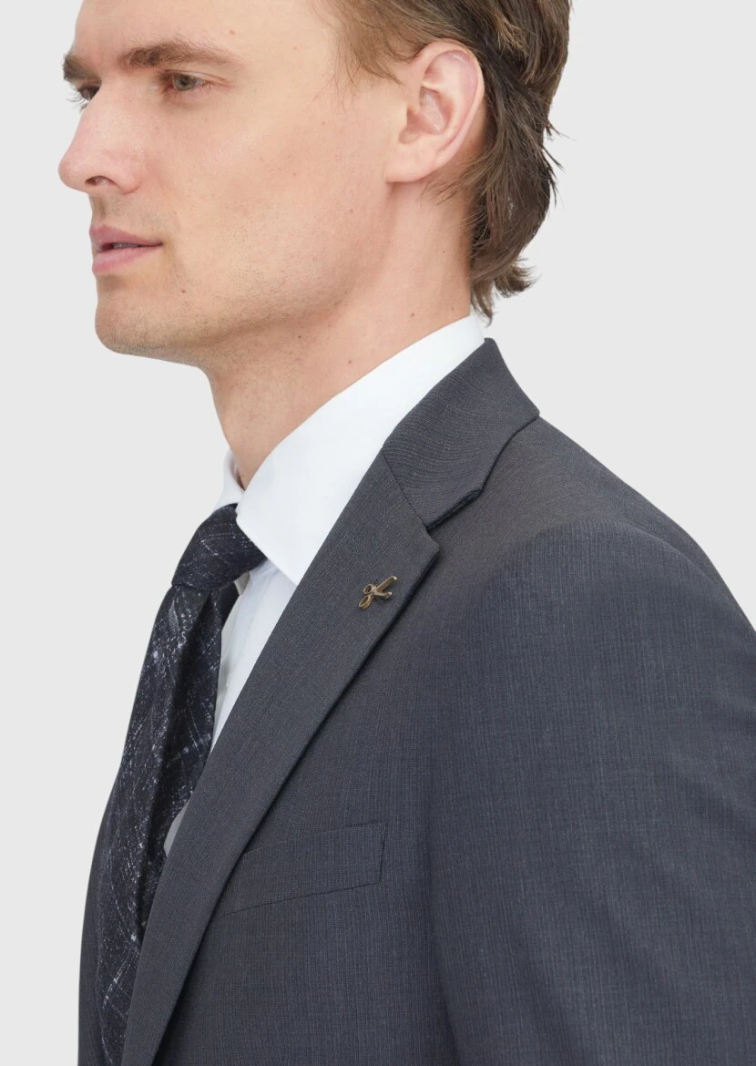 Antrasit Mikro Modern Fit Yün Karışımlı Takım Elbise - 5