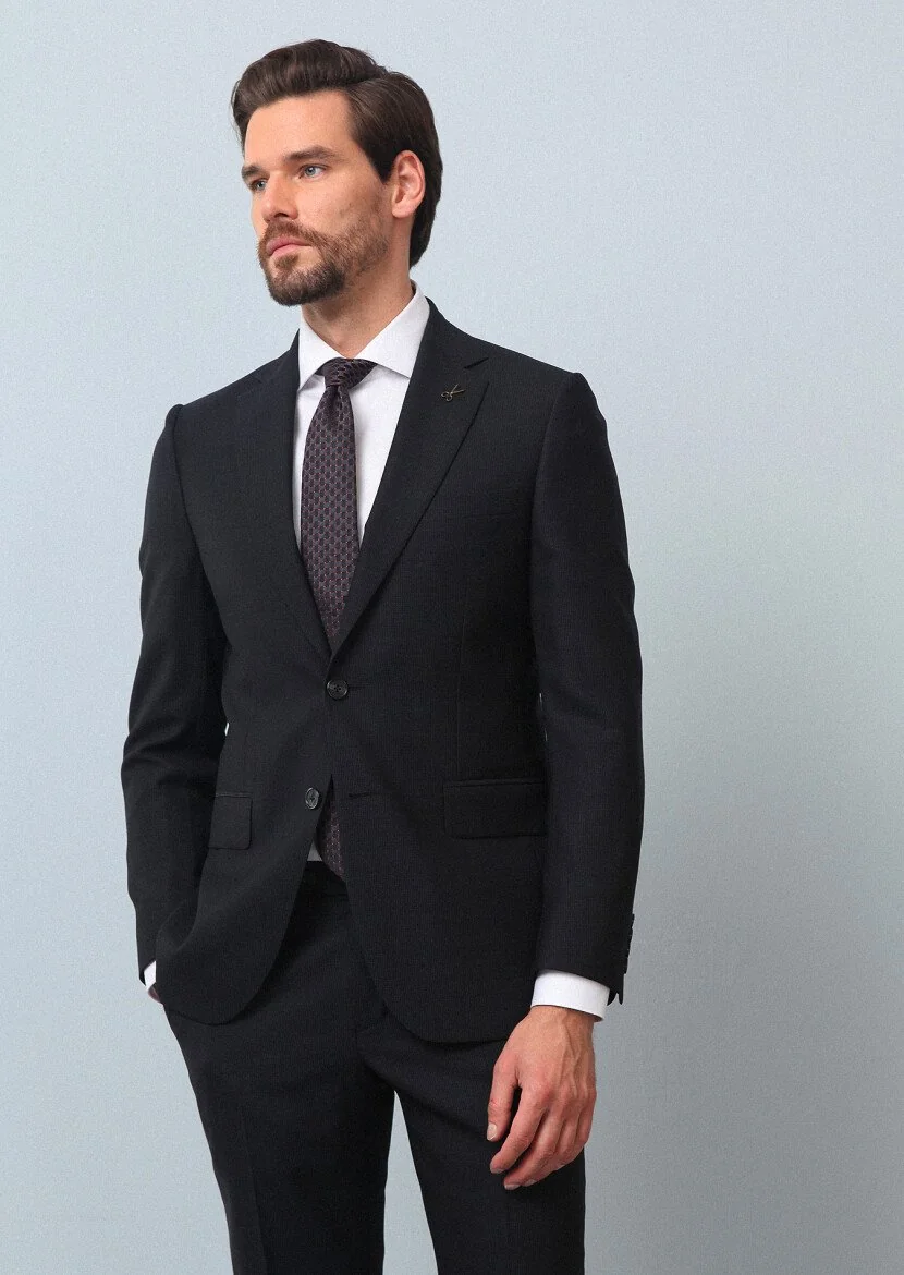 Antrasit Mikro Thin&taller Slim Fit %100 Yün Takım Elbise - 2