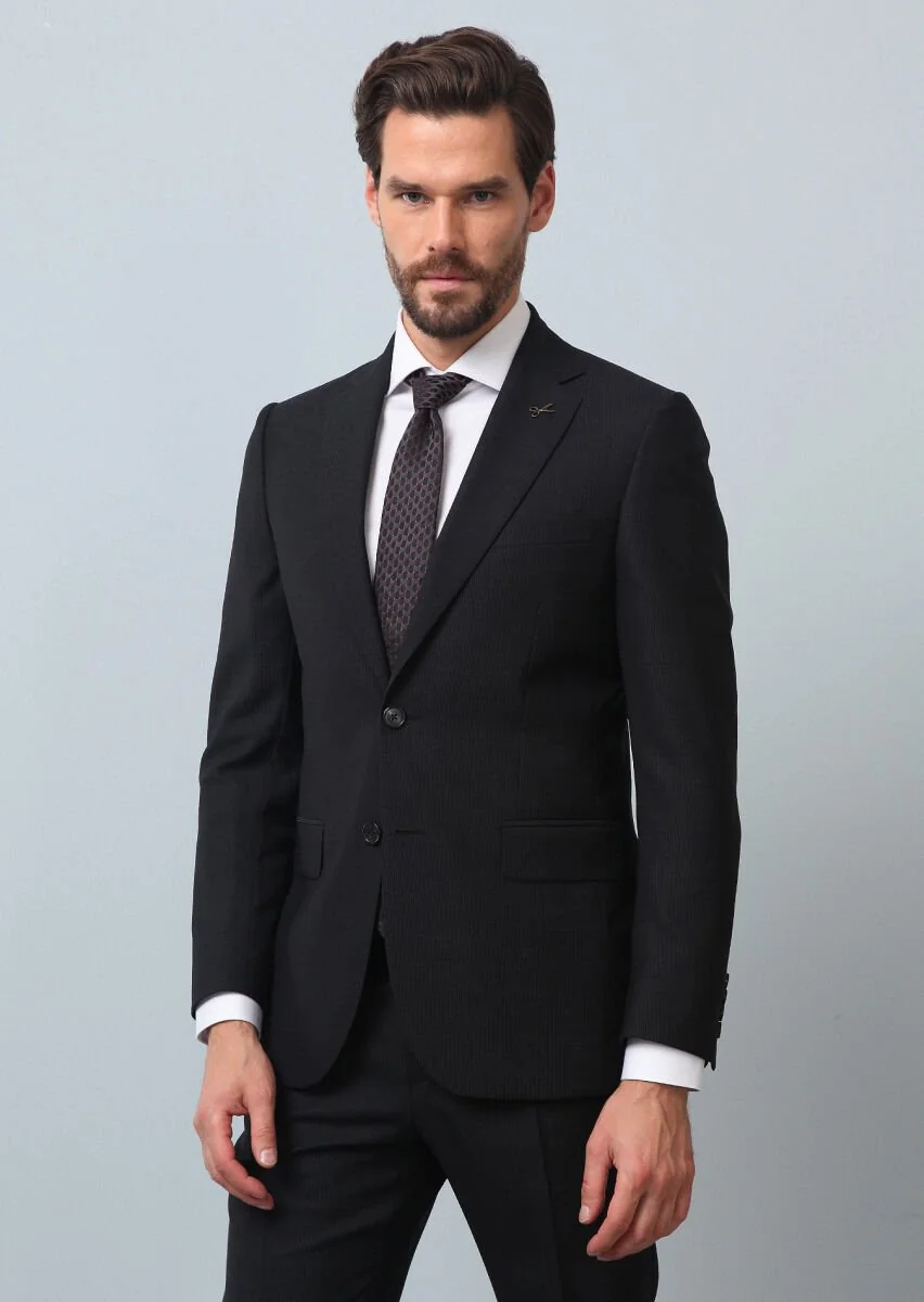 Antrasit Mikro Thin&taller Slim Fit %100 Yün Takım Elbise - 4