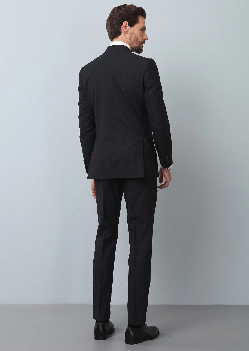 Antrasit Mikro Thin&taller Slim Fit %100 Yün Takım Elbise - 5