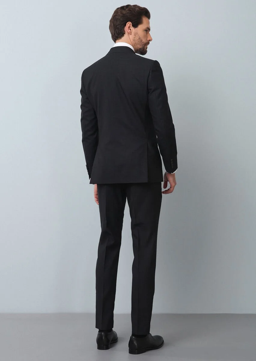Antrasit Mikro Thin&taller Slim Fit %100 Yün Takım Elbise - 5