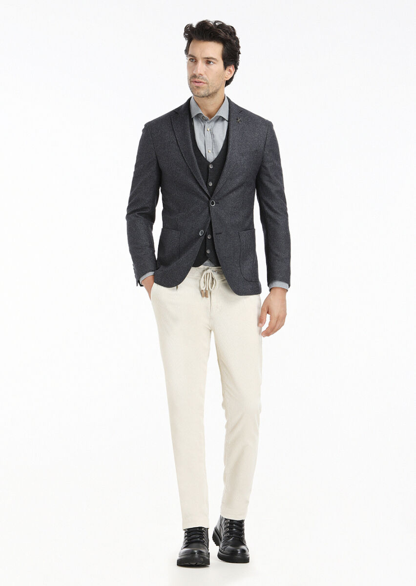 Antrasit Mikro Zeroweight Slim Fit Yün Karışımlı Ceket - 1