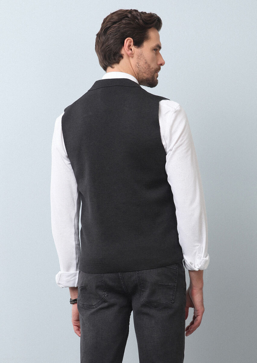 Antrasit Regular Fit Casual Örme Triko Yelek - 4