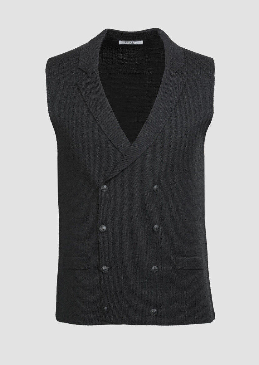 Antrasit Regular Fit Casual Örme Triko Yelek - 5
