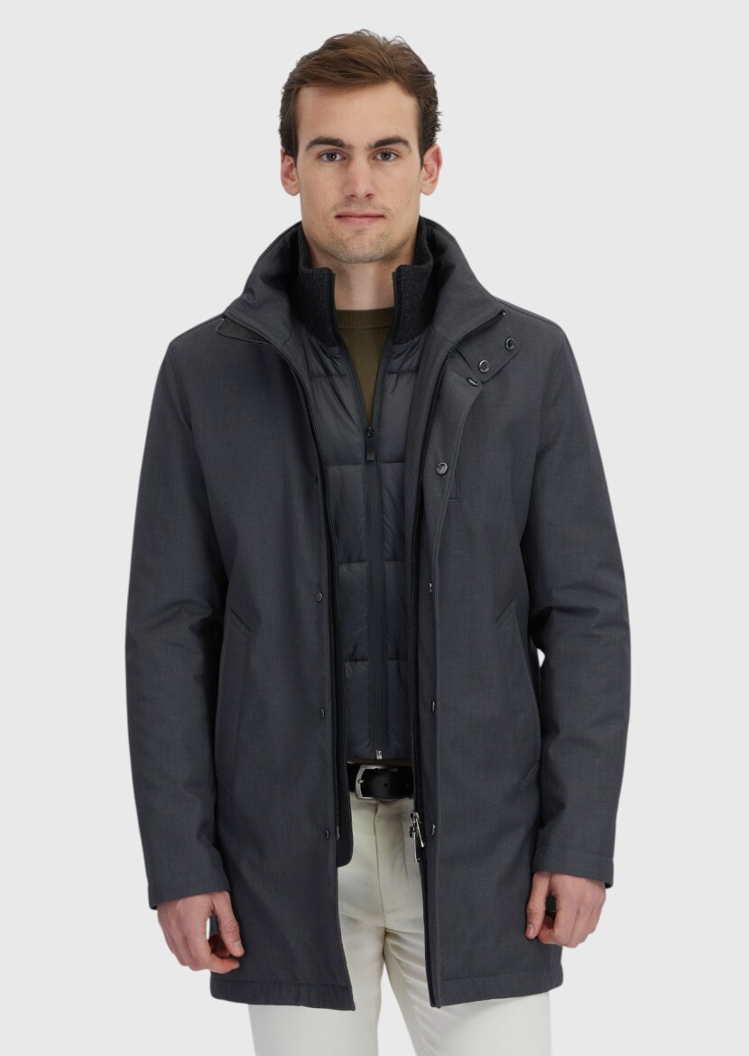 Antrasit Regular Fit Dik Yaka Casual Dokuma Kaban - 3