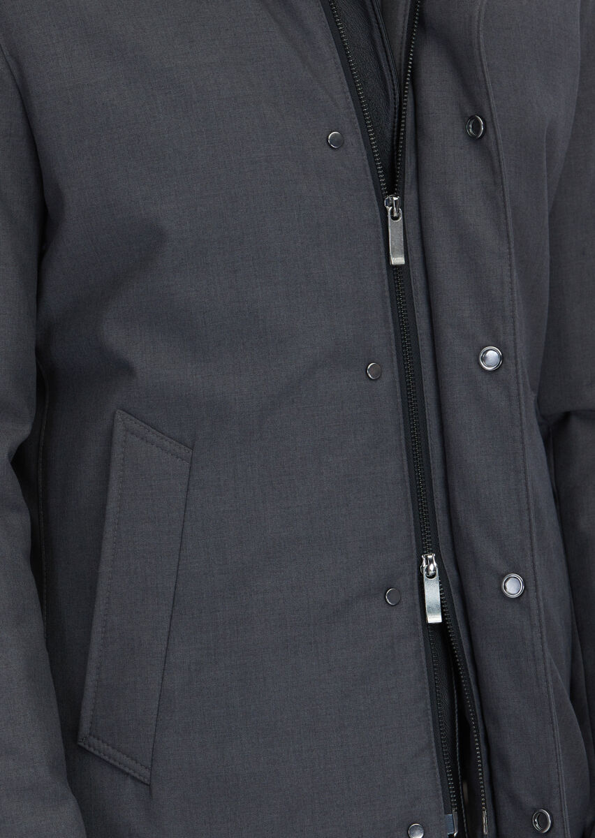 Antrasit Regular Fit Dik Yaka Casual Dokuma Kaban - 8