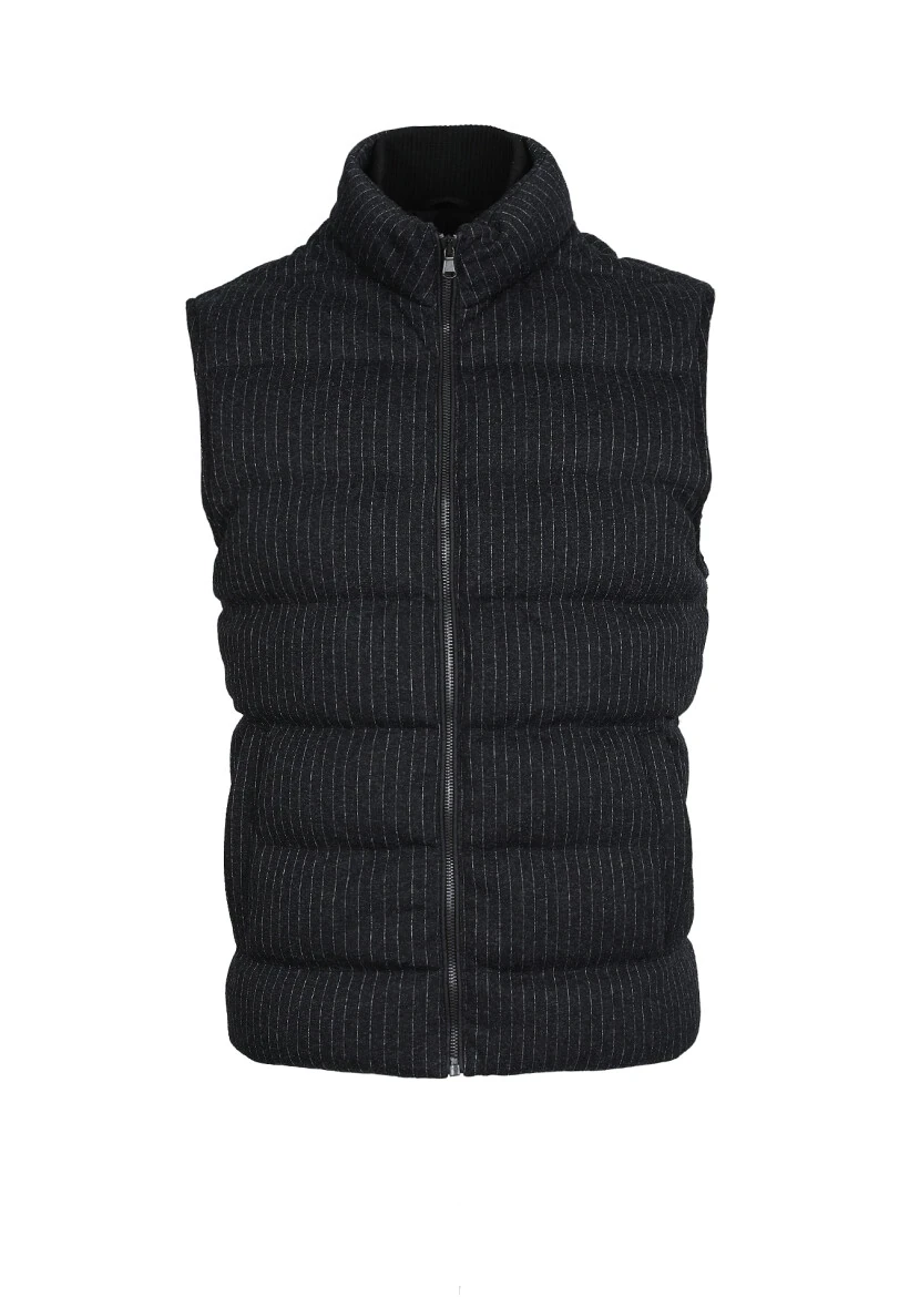 Antrasit Regular Fit Dik Yaka Casual Örme Spor Yelek - 6