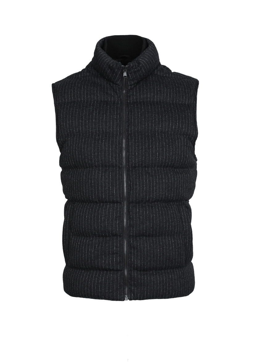 Antrasit Regular Fit Dik Yaka Casual Örme Spor Yelek - 6
