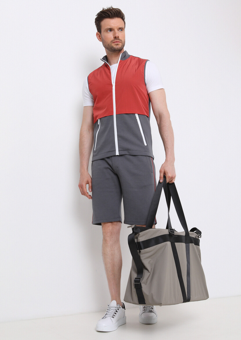 Antrasit Regular Fit Dik Yaka Casual Örme Spor Yelek - 2