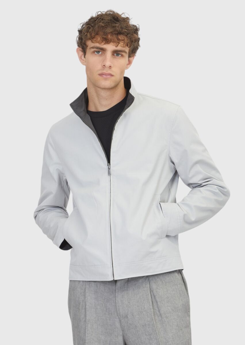 Antrasit Regular Fit Dik Yaka Casual Teknik Çift Taraflı Mont - 2