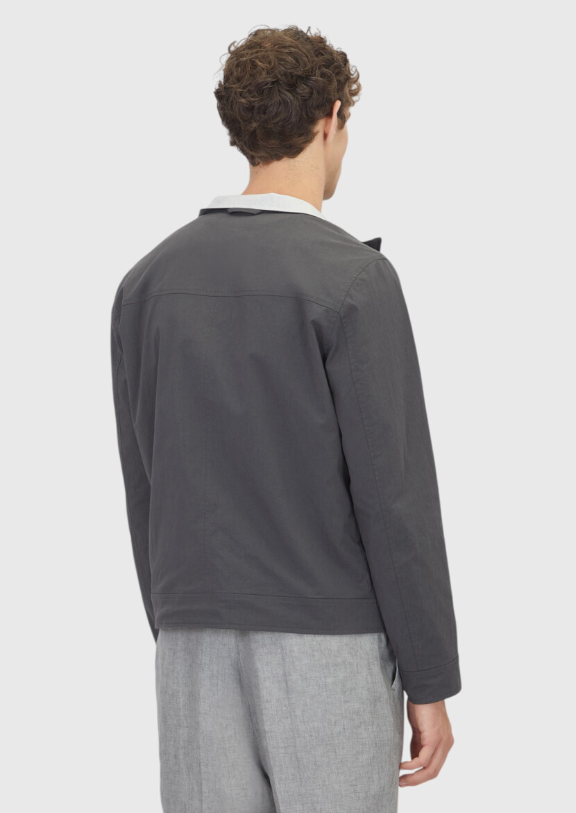 Antrasit Regular Fit Dik Yaka Casual Teknik Çift Taraflı Mont - 6