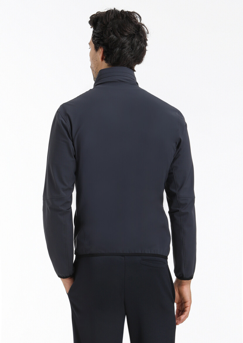 Antrasit Regular Fit Gizli Kapüşon Casual Dokuma Mont - 6