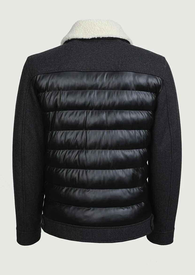 Antrasit Regular Fit Gömlek Yaka Casual Dokuma Mont - 7